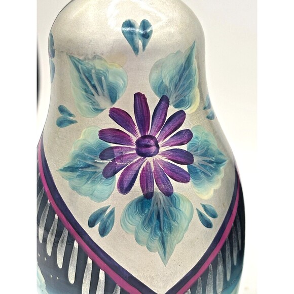 Matryoshka Russian Winter Village Nesting Dolls 9 Piece Vintage Wood Handpainted - Picture 10 of 16